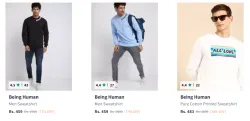 Being Human Men Sweatshirt Minimum 70% Discount