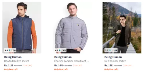 Image of Being Human Men's Jacket at Minimum 70% Discount