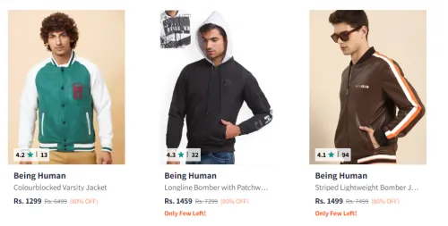 Image of Being Human Men's Jackets upto 80% Discount