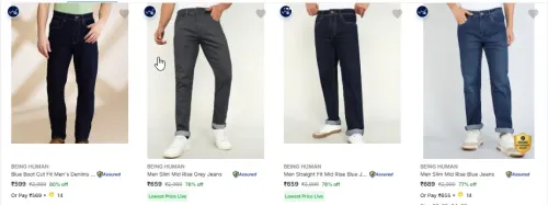 Image of BEING HUMAN Men's Jeans at minimum 72% Discount