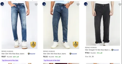 Image of BEING HUMAN Men's Jeans at minimum 71% Discount