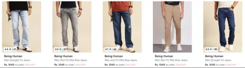Image of BEING HUMAN Men's JEANS Minimum 70% Discount
