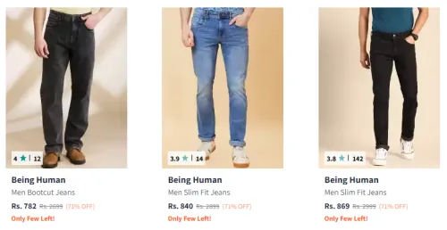 Image of Being Human Men's Jeans at Minimum 70% Discount