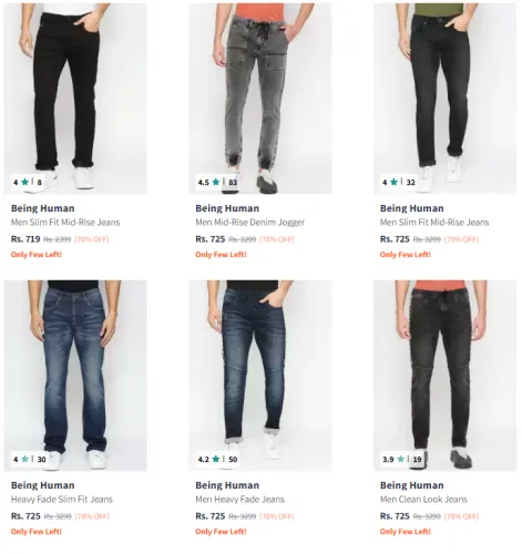 Image of Being Human Men's Jeans @ Minimum 70% Discount