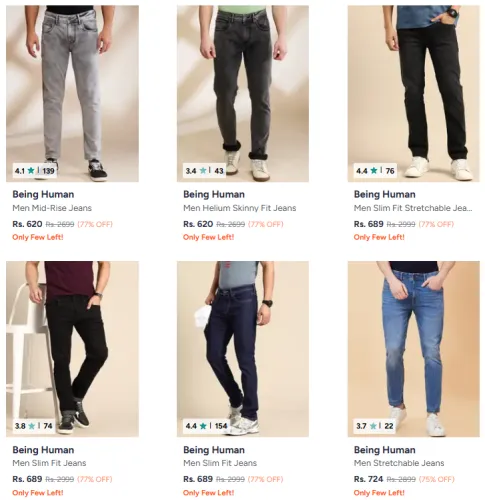 Image of Being Human Men's Jeans @ Up to 77% Discount