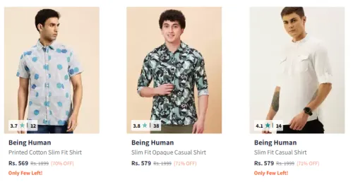 Image of Being Human Men's Shirt at Minimum 70% Discount