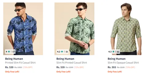 Image of Being Human Men's Shirts upto 73% Discount