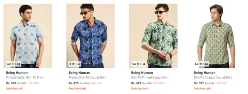 Image of Being Human Men's Shirts upto 76% Discount