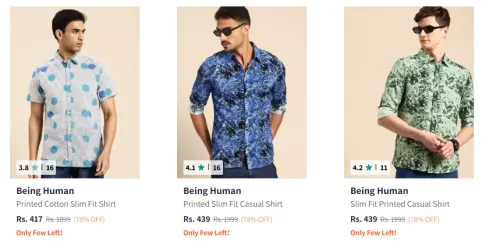 Image of Being Human Men's Shirts upto 78% Discount
