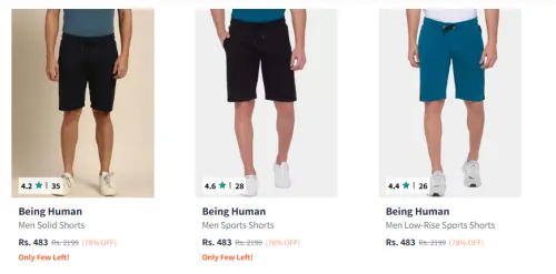 Image of Being Human Men's Shorts upto 78% Discount