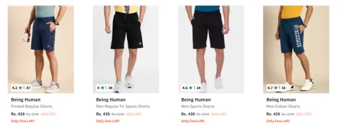 Image of Being Human Men's Shorts upto 80% Discount