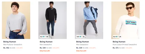 Image of Being Human Men's Sweatshirts upto 74% Discount
