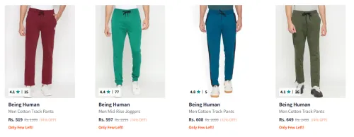 Image of Being Human Men's Trackpants at minimum 70% Discount