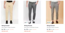 Being Human Mens Trouser at Minimum 70% Discount
