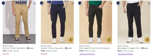Image of BEING HUMAN Men's Trousers at minimum 71% Discount