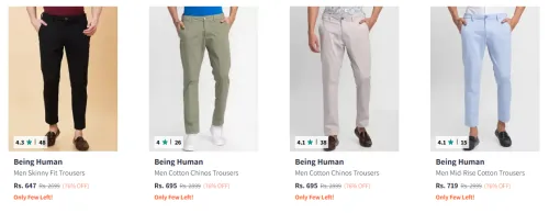 Image of Being Human Men's Trousers upto 76% Discount