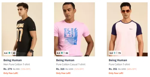Image of Being Human Mens Tshirt at Minimum 70% Discount