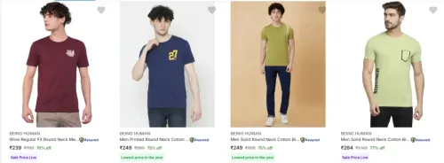 Image of Being Human Men's T Shirts at Minimum 70% Discount