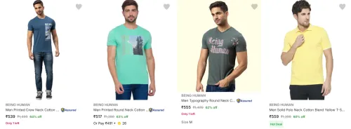 Image of Being Human Men's T Shirts at minimum 60% Discount