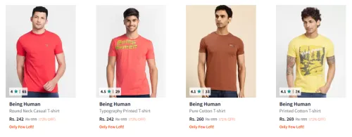 Image of Being Human Men's T-shirts at minimum 70% Discount