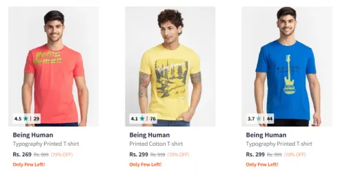 Image of Being Human Men's T-shirts at minimum 70% Discount