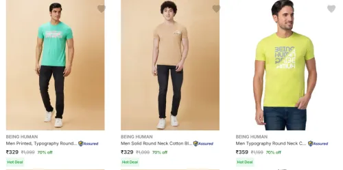 Image of Being Human Men's T-shirts at minimum 70% Discount