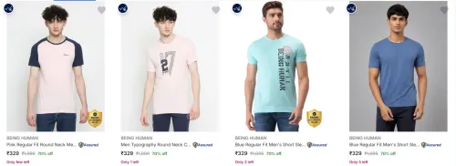 Image of BEING HUMAN Men's T-shirts at minimum 70% Discount