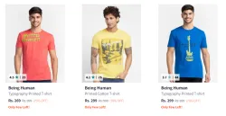 Being Human Mens T-shirts at minimum 70% Discount