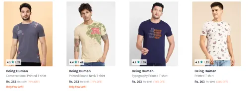 Image of Being Human Men's T-shirts upto 78% Discount