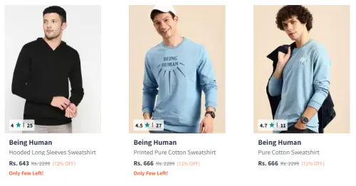 Image of Being Human Sweatshirt at Minimum 70% Discount