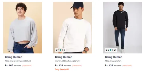 Image of Being Human Sweatshirts Starting @ ₹407