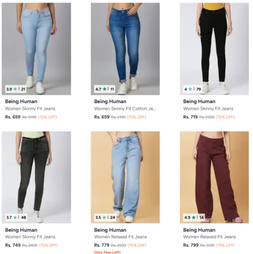 Image of Being Human Women's Jeans @ Minimum 70% Discount