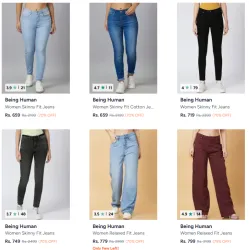 Being Human Womens Jeans @ Minimum 70% Discount