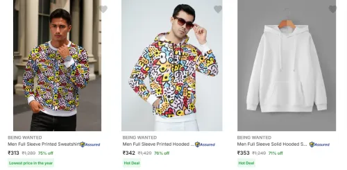 Image of Being Wanted Men's Sweatshirts at minimum 70% Discount