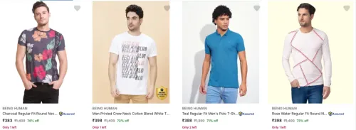Image of BEING HUMAN Men's T-shirts at minimum 71% Discount