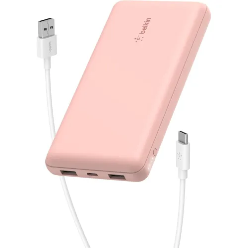 Image of Belkin 10000 mAh Slim Power Bank with 1 USB-C and 2 USB-A Ports to Charge 3 Devices Simultaneously with up to 15W for iP