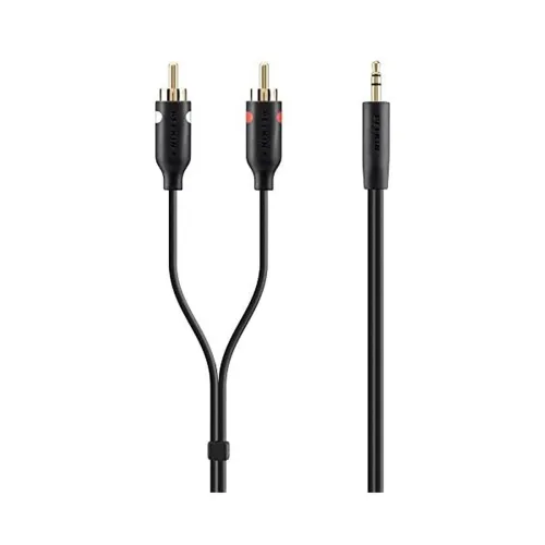 Image of Belkin F3Y116BT2M 2-Meter Stereo to RCA Portable Audio Cable for Smartphone (Black/Gold)
