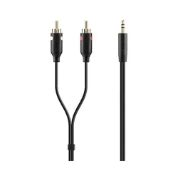 Belkin F3Y116BT2M 2-Meter Stereo to RCA Portable Audio Cable for Smartphone (Black/Gold)