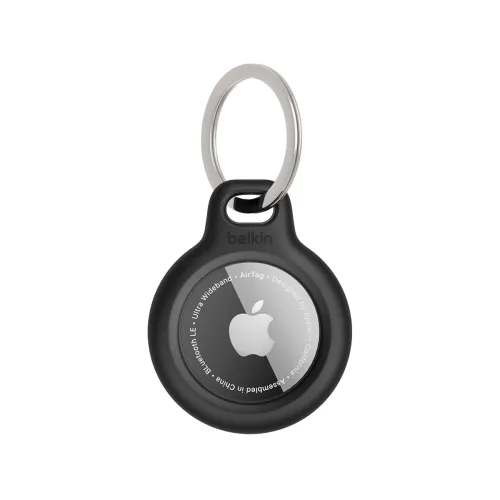 Image of Belkin Apple AirTag Secure Holder with Key Ring - Durable, Scratch-Resistant Case with Open Face & Raised Edges - Protec
