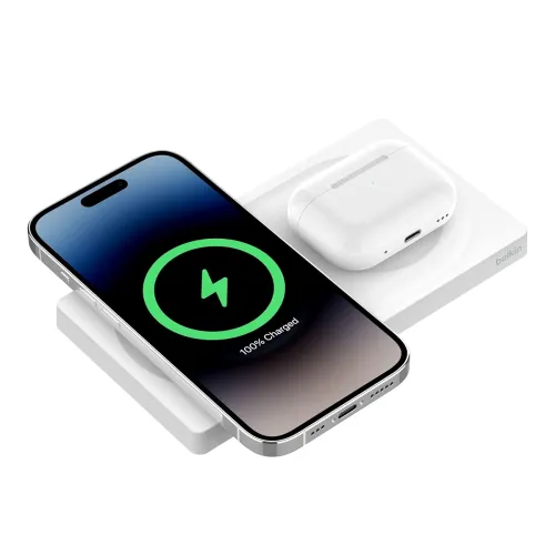 Image of Belkin Magsafe 2-in-1 Wireless Charging Pad 15W | Fast Charging iPhone | Wireless Charging Station for iPhone 16, 15, 14