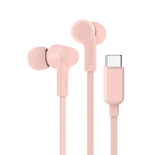 Image of Belkin SoundForm USB-C Wired Earbuds with Microphone Pink