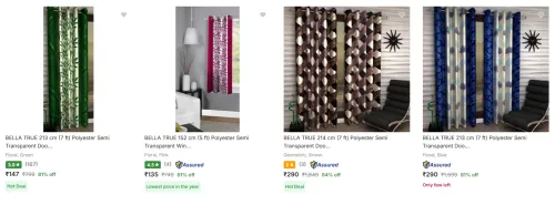 Image of Bella True Curtains at minimum 80% Discount