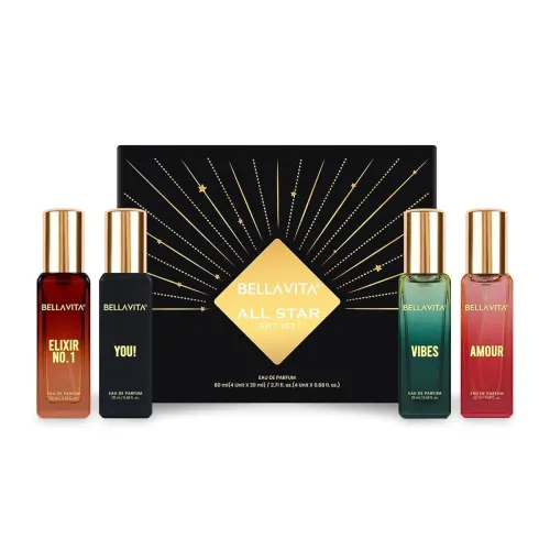 Image of BELLAVITA All Star | Long Lasting Perfume Gift Set for Man | EDP 4x20ml | Vanilla, Bergamot, Moss & Musk | Woody, Fresh,