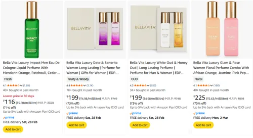 Image of Bella vita luxury perfume upto 75% discount 