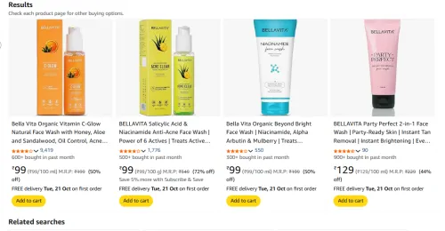 Image of Bellavita Face Wash Starting @ ₹99