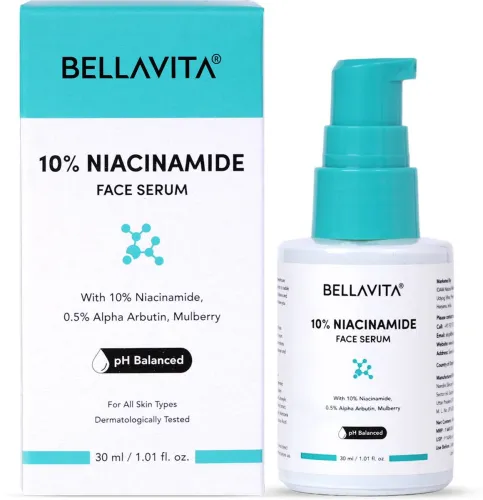 Image of BELLAVITA Niacinamide Face Serum, Hyaluronic Acid | pH Balanced | Non-Irritating | Non-Sticky | Treats Pigmentation & Re