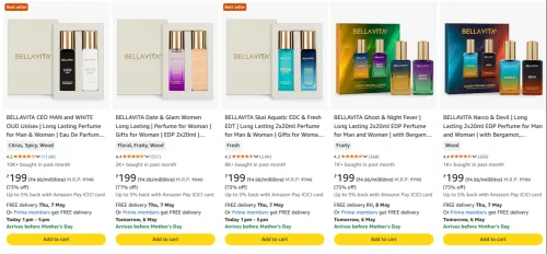 Image of BELLAVITA Perfume at minimum 70% Discount