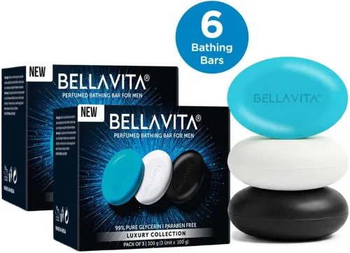 Image of BELLAVITA Perfumed Bathing Soap for Men | Pack of 2 | Pure Glycerin| Paraben Free Soap| (6 x 100 g)