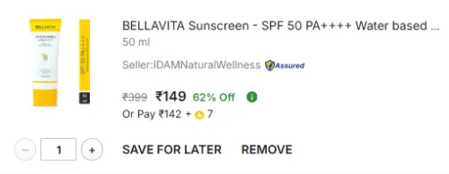 Image of BELLAVITA SPF 50 Hydrating Sunscreen 50ml