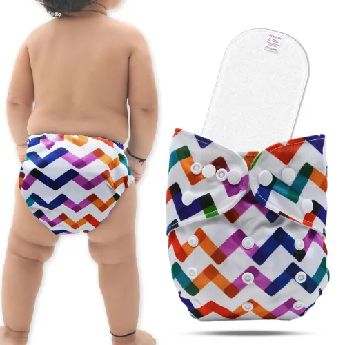 Image of Bembika A Plus Printed Cloth Diaper with 3-Layer Micro Fiber Inserts for Babies
